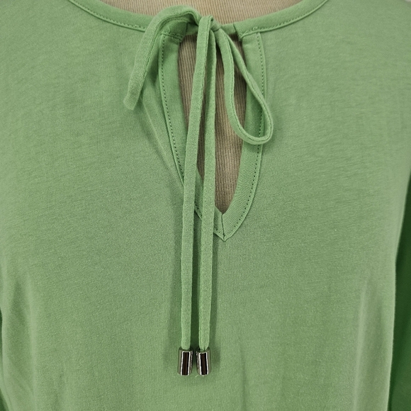 INC Shirt Pistachio Green Puff 1/2 Sleeve Keyhole Tie Neck Top XL - Picture 4 of 7